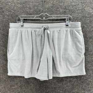 Jaclyn Shorts Women XL Gray Striped High Rise Chino Drawstring Pockets Casual